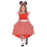 Smiffys Kostüm Disney's Minnie Maus Kleid für Mädchen, Süßes Mauskleid im Vintage-Polkadot-Look rot 98-104