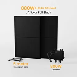 Balkonkraftwerk 800W Growatt Wechselrichter, JA Solar Solarmodul 880Wp Bifaziale Deal