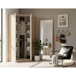 Priess Eckkleiderschrank PRIESS "Barcelona Kleiderschrank Ecklösung Raumwunder", weiß (eichefarben artisan, weiß), B:78cm H:193cm T:78cm, Holzwerkstoff, Schränke, Eckkleiderschrank, in 2 Tiefen Schrank Eckschrank Garderobe