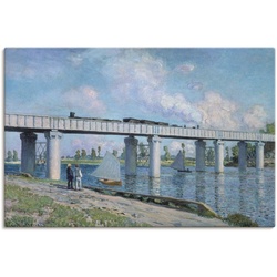 Leinwandbild ARTLAND "Die Eisenbahnbrücke von Argenteuil." Bilder Gr. B/H: 120 cm x 80 cm, Brücken, 1 St., blau Leinwandbilder