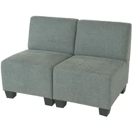 Mendler Modular 2-Sitzer Sofa Couch Lyon, Stoff/Textil ~ grau, ohne Armlehnen