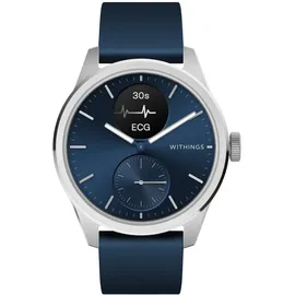 Withings ScanWatch 2 42 mm silber, Silikonarmband blau