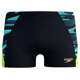 Speedo End+ Max Splice Badehose Boxer - Black / Hyper Yellow - UK 32