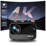 【Elektrischer Fokus/Trapezkorrektur】 Hippus Mini Smart Beamer 4K Heimkino Android Projektor 1080P Full HD WiFi 6 Bluetooth Video Minibeamer Handy kompatibel mit Smartphone/Fire Stick