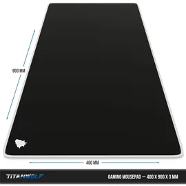 Titanwolf Gaming Mauspad, XXL Speed Gaming Mousepad / Extragroße Fläche von 900 x 400mm, Symbol weiß