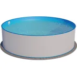 Planet Pool Stahlwandpool rund Exklusiv 350x120 cm, Stahl 0,6 mm weiß, Folie 0,6 mm blau, Einhängebiese