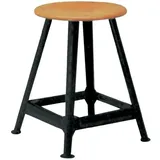 E/D/E Bandstahlhocker Holz Rundsitz, RAL 9005 Vierbein, Höhe 600 mm Sitzfläche D 350
