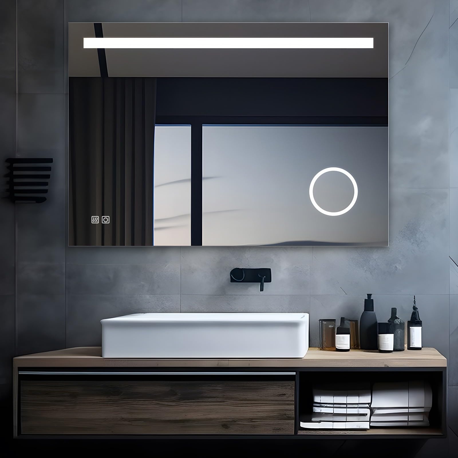 badezimmerspiegel mit beleuchtung und steckdose