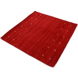 carpetfine Wollteppich »Gabbeh-Uni«, quadratisch, reine Wolle, handgewebt, Gabbeh Loom Tiermotiv, Sonderform Quadrat, rot