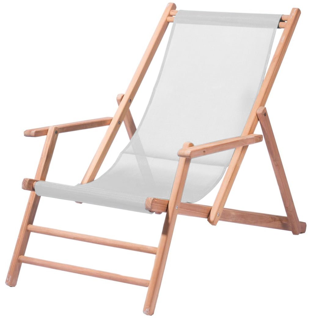 Jan Kurtz - Maxx Deckchair Teakholz, Bezug Kunststoffgewebe weiß