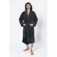 Unisex-Bademantel MY HOME "Lillou, ideal für Sauna & Spa, Hotelbademantel, Morgenmantel" Gr. XL, grau (anthrazit), L:125cm, Microfaser, Hausmäntel, kuschelig weicher Fleece, plüsch, für Damen und Herren, XS-3XL