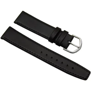 myledershop 20mm Kalb Leder Uhrenarmband Schwarz Silberschließe inkl Montageanleitung