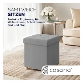 CASARIA CASARIA® Sitzhocker mit Stauraum Samt Grau