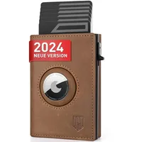 DODENSHA® MagSnap Airtag Wallet Herren mit RFID Schut I Kartenetui Herren I Smart Wallet Klein für 10+ Karten I Wallet mit Münzfach I Portmonee Herren mit AirTag* Fach I Geldbörse Herren Vintage Braun