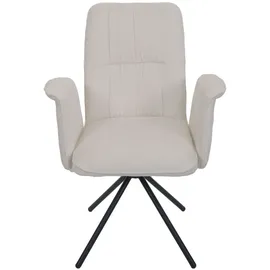 Mendler 2er-Set Esszimmerstuhl HWC-N99, drehbar Armlehne Auto-Return, Stoff/Textil Chenille (340g/m2) Öko-Tex ~ creme