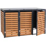 MCW 3er-Mülltonnenverkleidung K14 3x120l Teak-Optik 119x205x84cm