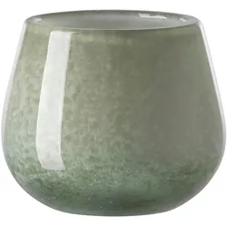Tischvase FINK "MARLY", grün (hellgrün), H:11cm Ø:13,5cm, Glas, Vasen, Dekovase, Blumenvase, Windlicht, Vase aus Glas