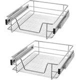 SUBTLETY 2 Stück Teleskopschublade Küchenschrank Organizer zum Herausziehen Küchenschublade Korbauszug mit Führungsschienen Ausziehbare Schrankauszug für 47cm Innenbreite/50cm Außenbreite Schrank