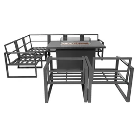 MONSTER SHOP Aluminium-Gartenmöbel-Set 7-Sitzer Loungeset grau
