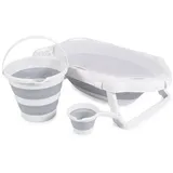 Cangaroo Badewannen-Set Hawaii 4-teilig faltbar Wasserablauf Ablagefächer Netz grau