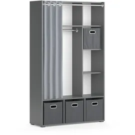 Vicco Kleiderschrank Luigi, Grau, 105.8 x 178.1 cm Mit Faltboxen (grau)