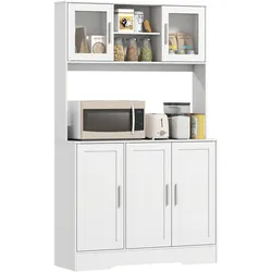 HOMCOM Hochschrank mit Arbeitsplatte – Buffetschrank, Skandinavisches Weiß, 108 x 35 x 180 cm