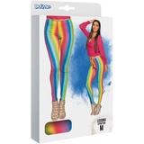 Boland 02333 - Leggings Regenbogen, für Damen, stretch, mehrfarbige Streifen, figurbetont, Clown, Flower-Power, Kostüm, Karneval, Mottoparty