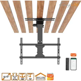 Easy Life EasyLife - TV Deckenhalter V2 Smart Home elektrisch schwenkbar drehbar, 37 bis 75 Zoll VESA 600x400, Schwarz