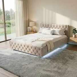 Juskys Nizza mit Matratze 140 x 200 cm beige