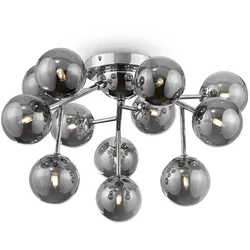 Deckenleuchte Wohnzimmerlampe Deckenlampe Metall Glas Chrom Rauchig D 60 cm