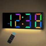 Sukeen Digitale Wanduhr, 12 Zoll Digitaluhr Wanduhr, LED Wanduhr Mit 8 Farbziffe