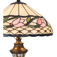 Clayre & Eef Schreibtischlampe Lumilamp Tischleuchte Tiffany dekoratives beige rosa Tiffany Stil, Tiffanylampe, ohne Leuchtmittel, abhängig vom Leuchtmittel beige