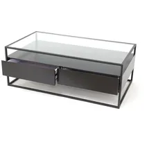 Concept GmbH Concept Bozen II Couchtisch Klarglas 2 Schubladen Metallgestell 110x60x42 cm