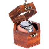 Uhrenbox für Herren, Einzelschlitz, Uhren-Vitrine, Herren-Uhrenbox, Organizer, dunkles Rosenholz, Uhrenaufbewahrung, Valentinstagsgeschenk, Uhren-Organizer, Halter für Reisen mit Glasdeckel