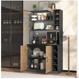 STILVORA Highboard Vitrinenschrank küche,Küchenschrank Buffet mit LED,Sideboard (Ohne Dekoration, Küchenschrank, Buffet mit LED-Ambiente-Beleuchtung und Kabellöchern), 100x47x187cm grau