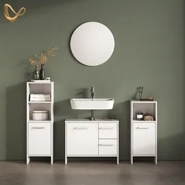 livinity® WASCHBECKENUNTERSCHRANK Amalfi Weiß 70.2 x 57 cm mit 2 Schubladen und 1 Tür