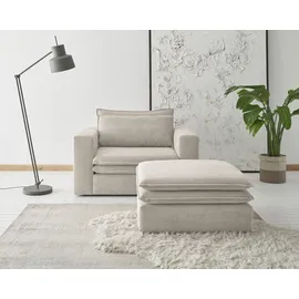 Home Affaire Sessel PIAGGE Cord 125 x 83 x 210 cm Beige mit Hocker