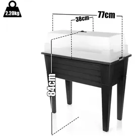 BigDean Hochbeet 38 x 38 x 84 cm Grau