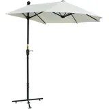 Sonnenschirm Halbrund 1,9 X 2 M Doppelsonnenschirm Mit Handkurbel Ständer Cremeweiß