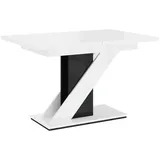 PROROOM FURNITURE Mavea Table, Esstisch - bis 160cm - 120 x 80 x 75cm , Weiß & Schwarz Glanz