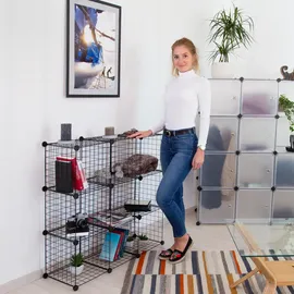 Relaxdays Steckregal Drahtgitter 110 x 110 x 36,5 cm Schwarz