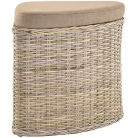 Krines Home Sitztruhe Rattan Sitzhocker mit Stauraum Ecke Badhocker gepolstert mit Deckel, Mit gepolstertem Deckel grau