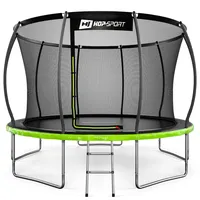 Hop-Sport Trampolin Outdoor - Ø 244/305/366/427/488 cm - Trampolin mit innenliegenden Sicherheitsnetz, gebogenen Netzstangen und Sicherheitszertifikaten - Komplettset mit Leiter Randabdeckung (366 cm)