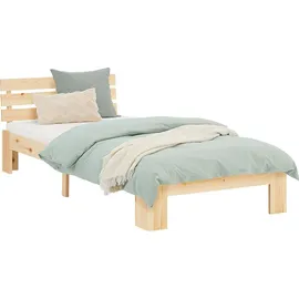 Homestyle4u Bett mit Lattenrost Holz Natur Holzbett 90x200 Einzelbett 90 x 200 cm Massivholzbett 90x200 Kiefer –