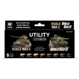Vallejo 070201 Farb-Set, II & World War III Modellbauzubehör, verschieden, 17 ml (8er Pack), Camo Olivgrün (894)
