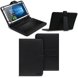 NAmobile Tastatur Schutzhülle kompatibel mit Xiaomi Redmi Pad SE Tasche Keyboard USB Hülle QWERTZ Standfunktion Universal Cover, Farben:Schwarz