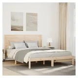 vidaXL Massivholzbett 160 x 220 cm Beige