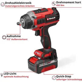 Einhell Professional IMPAXXO 18/450 (1x4,0Ah) Power X-Change (18 V, 450 Nm, Brushless, Außenvierkant-Aufnahme, inkl. 4 Ah Akk...