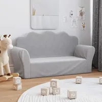 Kindersofa 2-sitzer Hellgrau Weich Plüsch