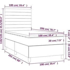 vidaXL Boxspringbett 100 x 200 cm Dunkelgrün